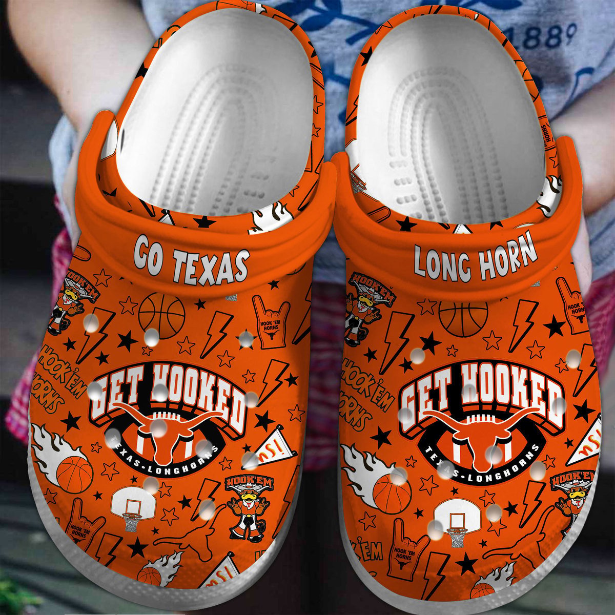 Footwearmerch Texas Longhorns Crocs Crocband Clogs Shoes Comfortable For Men Women and Kids