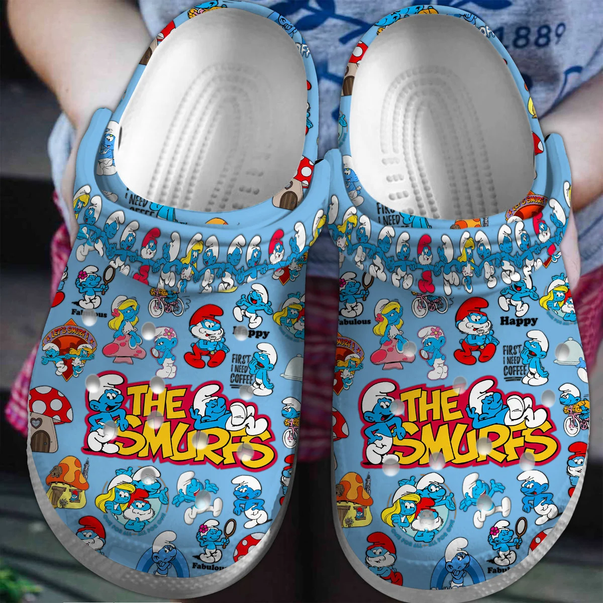Footwearmerch The Smurfs Cartoon Crocs Crocband Clogs Shoes Comfortable For Men Women and Kids