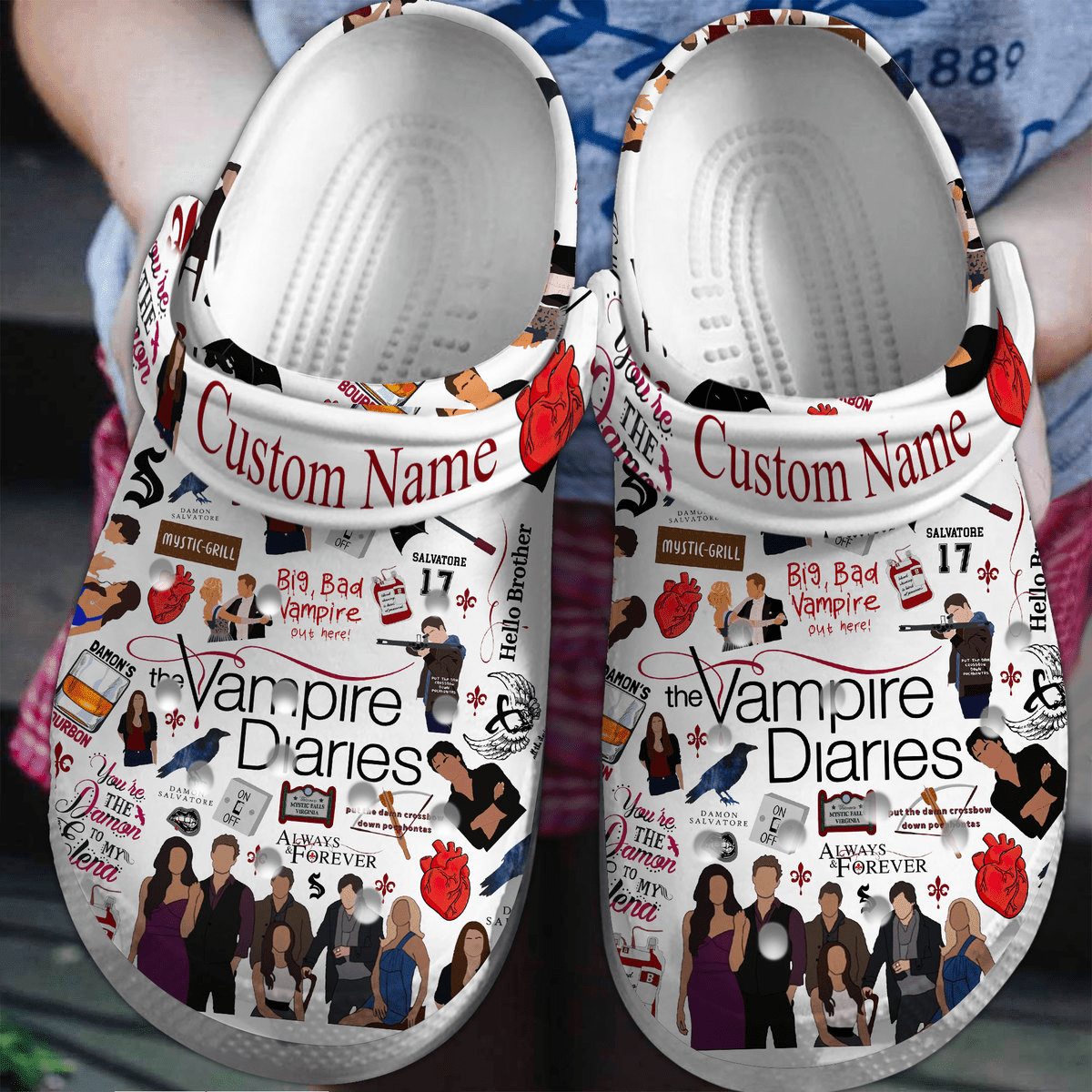 Footwearmerch The Vampire Diaries TV Series Crocs Crocband Clogs Shoes Comfortable For Men Women and Kids