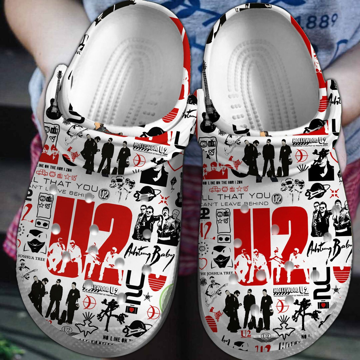 Footwearmerch U2 Rock Band Music Crocs Crocband Clogs Shoes Comfortable For Men Women and Kids