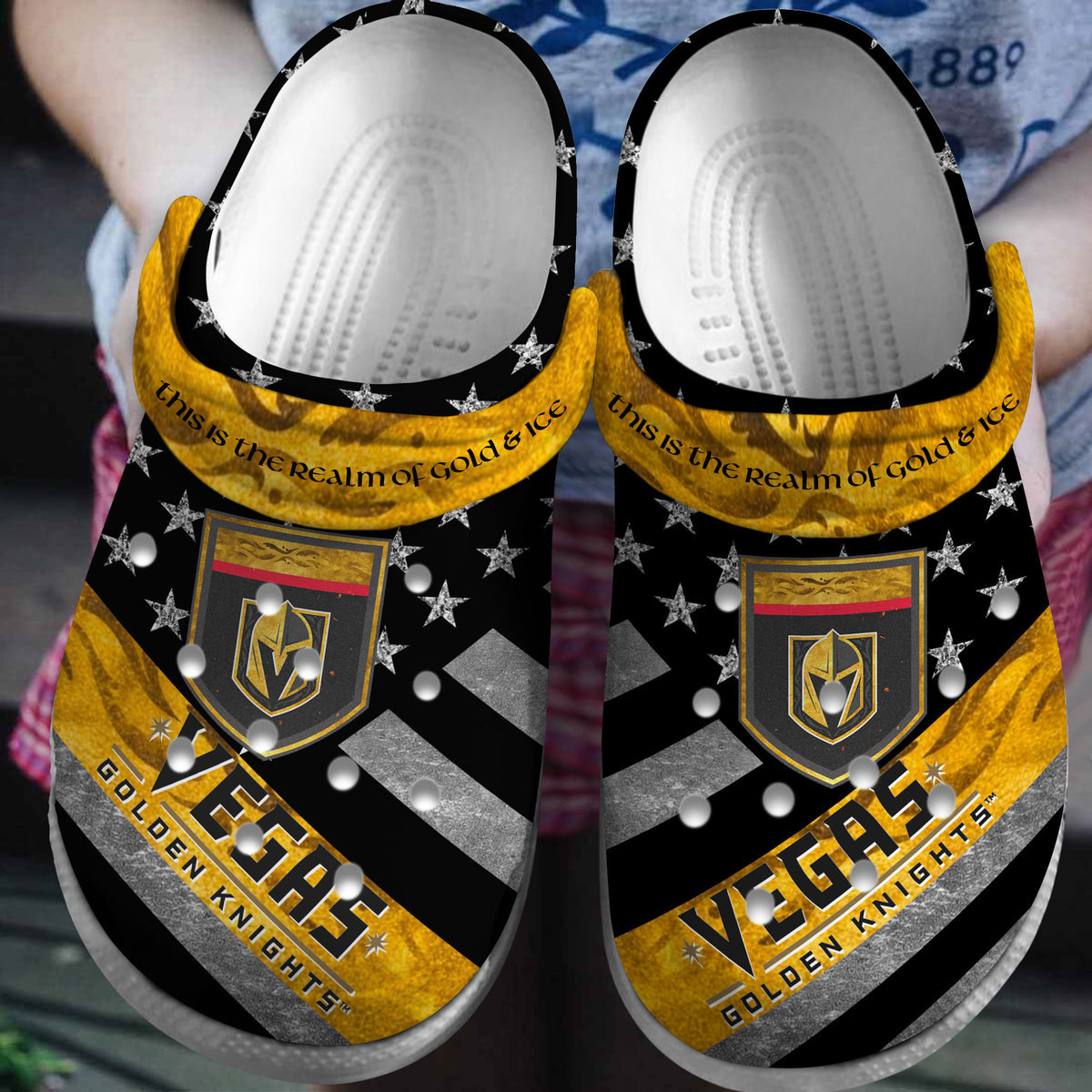 Premium Vegas Golden Knights NHL Sport Crocs Crocband Clogs Shoes Comfortable For Men Women and Kids