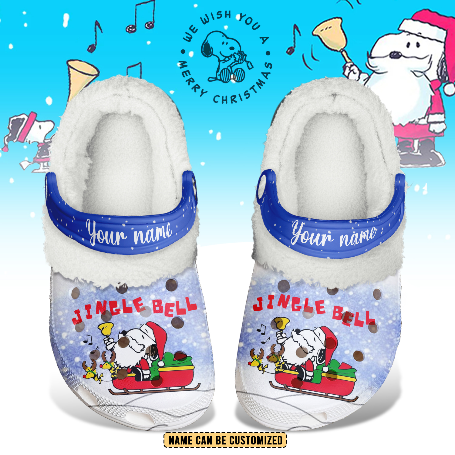 Footwearmerch Snoopy x Christmas Crocs Crocband Fleece Lined Clogs Shoes Comfortable For Men Women and Kids In Winter